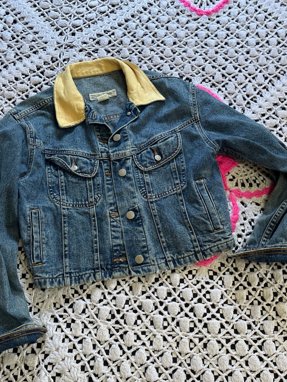 Vintage Banana Republic Denim Jacket with yellow collar